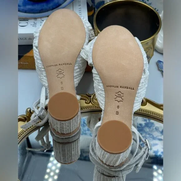 🆕 LOEFFLER RANDALL 🧿 NWOT Dahlia White Lace Bow Mid Heel, Sz 6 - Picture 8 of 15